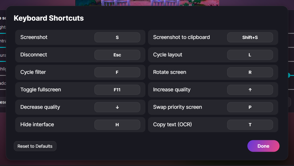 Keyboard shortcuts