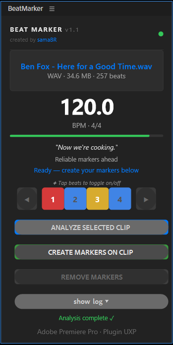 BeatMarker plugin panel