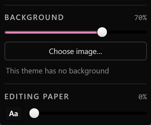 The background strength slider and the button for your own image