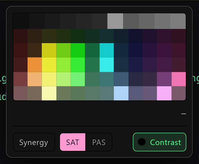 The colour grid with the saturated and pastel switch