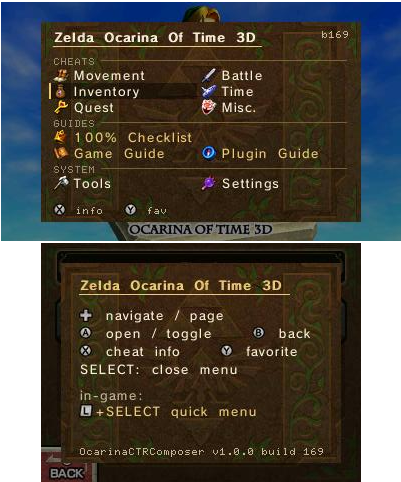 OcarinaCTRComposer running on a 3DS